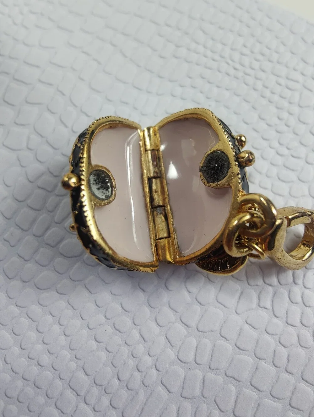 Vintage Neiman Marcus Limited Edition Black Quilted Purse Charm Locket Gold Tone